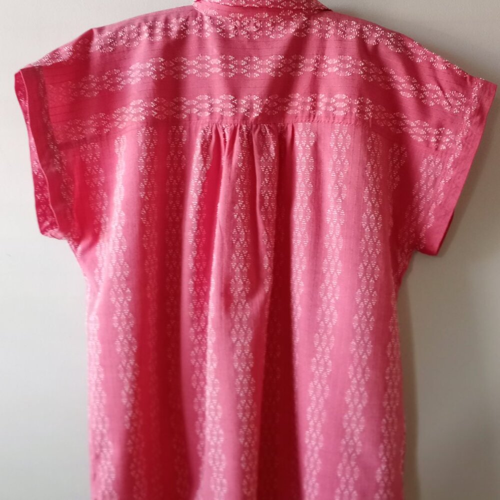 'LOFT OUTLET' Boxy Cap Sleeve Blouse Size L Pink/White NWOT - Picture 7 of 11